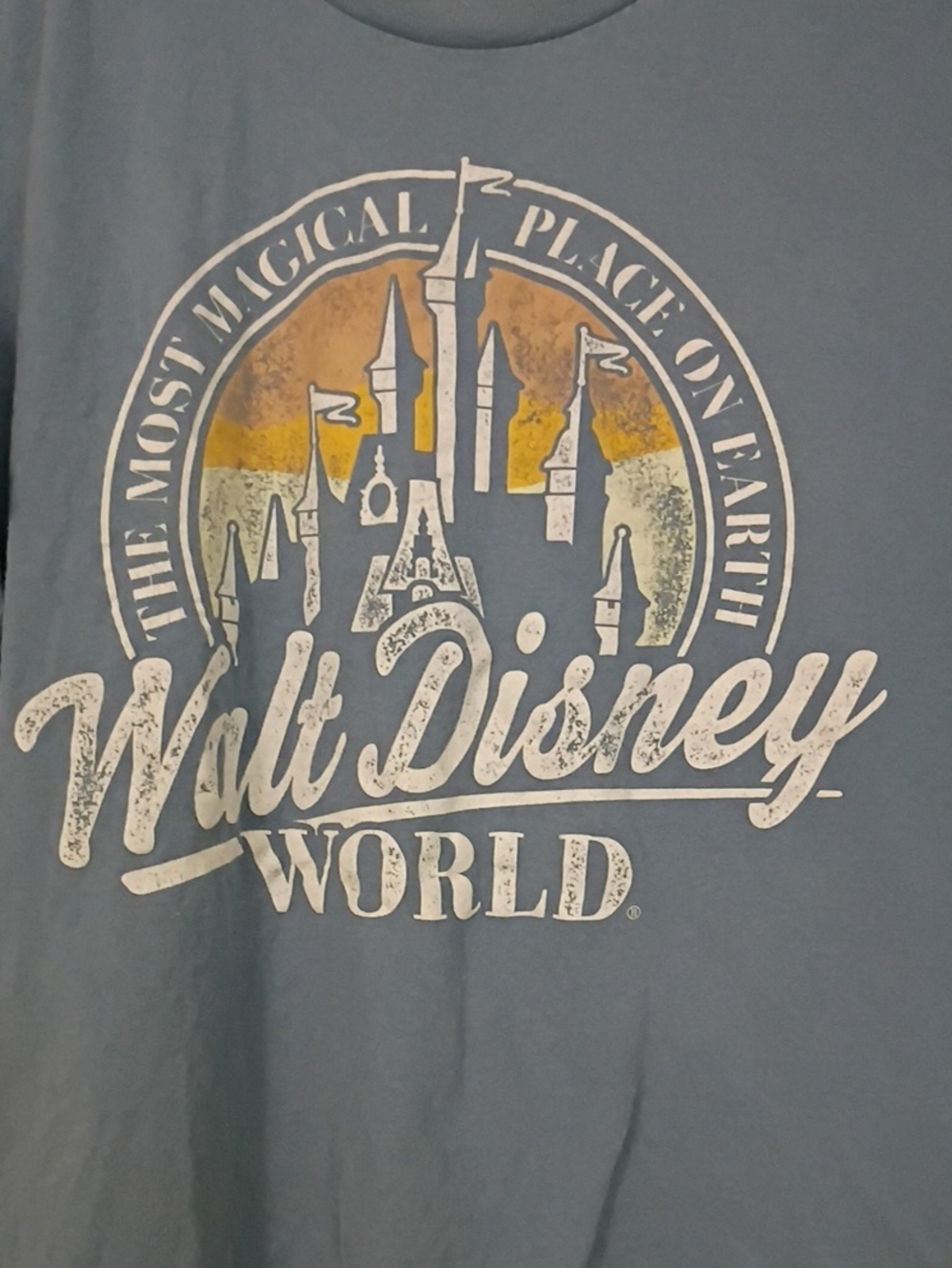 Disney Walt Disney World Blue Graphic Tee with White and Orange Print - Picture 3 of 4